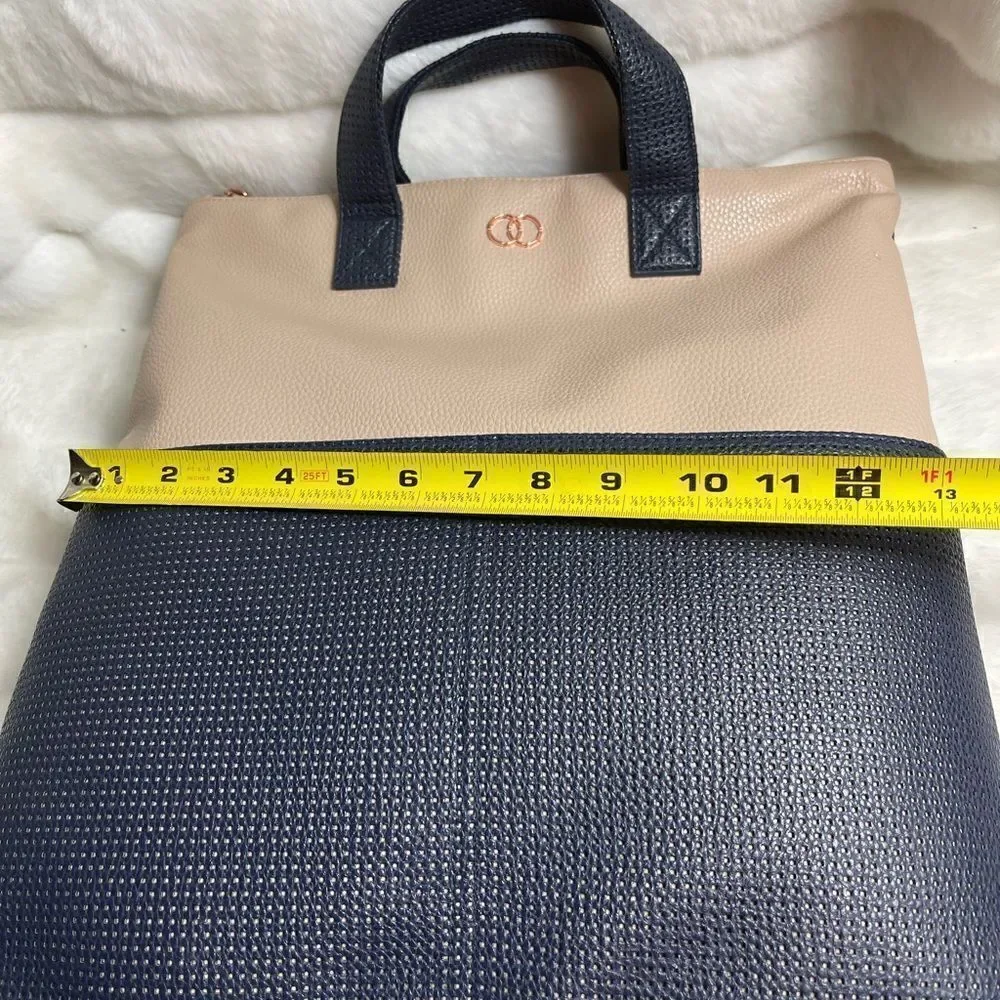 Caboodle Navy blue and beige computer backpack with rose gold hardwares